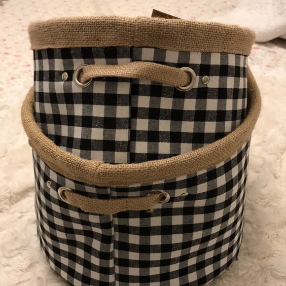 Fall Black and white Gingham burlap soft baskets - Picture 9 of 10
